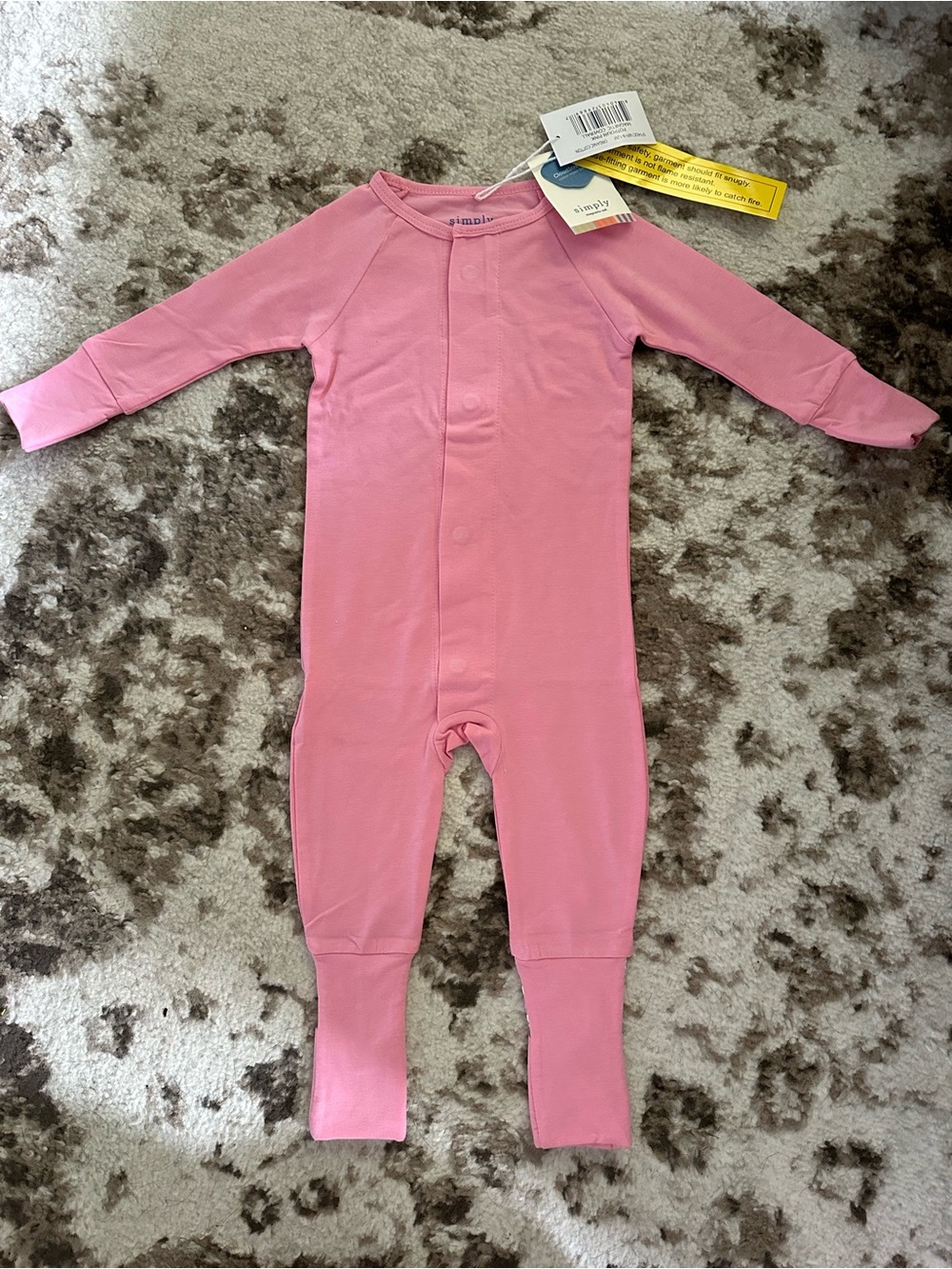 Magnetic Me Solid Pink Long-Sleeve Footed One-Piece